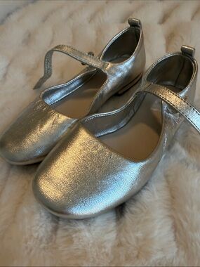 Zara Silver Girls Mary Jane Flats